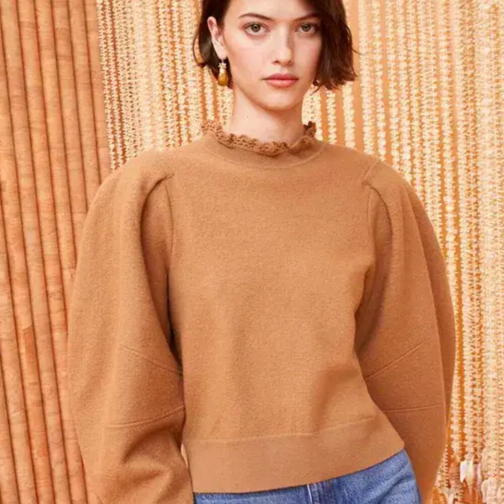 Ulla Johnson Josie Pullover Sweater in Chestnut Wool Felt